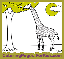 Online giraffe coloring page for preschoolers
