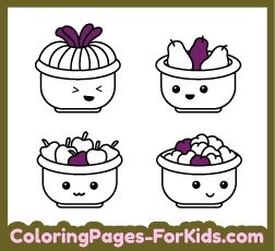 Online coloring pages for young children and toddlers to paint: Bowls