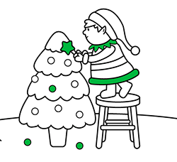 Christmas drawings for children. Free coloring pages: Elf