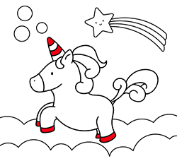 Coloring pages for kids: Jumping Unicorn