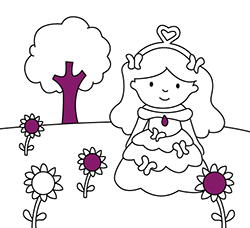 Free drawings to paint for free. Printable princess coloring page with butterflies to color