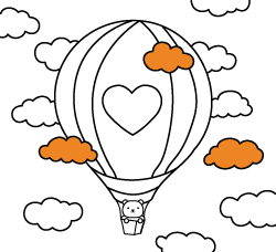 Free transport drawings for young kids and online coloring pages to paint: Hot air balloon