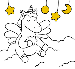 Coloring pages to print and color. Free drawings for children: Unicorn with wings