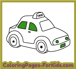 Free coloring pages to print and paint. Taxi drawing for kids and toddlers