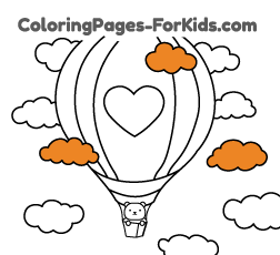 Online transport drawings to paint for toddlers and young children: Hot air balloon