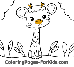 Free animal drawings to paint for young kids and online coloring pages for toddlers: Baby giraffe