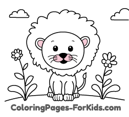Online animal coloring pages for young kids to paint: Little lion