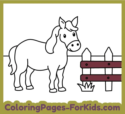 Online animal drawings and free coloring pages for kids and toddlers: Horse