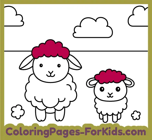 Online animal coloring pages for kids to paint for free: Sheep
