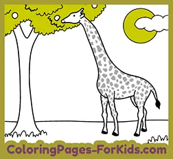 Online giraffe coloring page for preschoolers