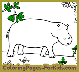 Free printable hippo drawing to paint