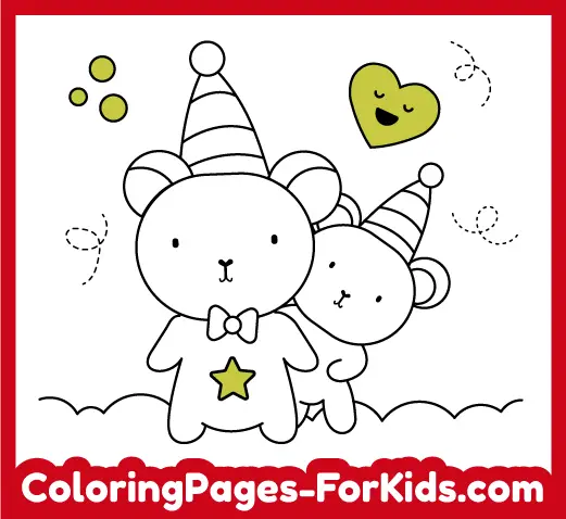 Free animal coloring pages: Teddy Bears