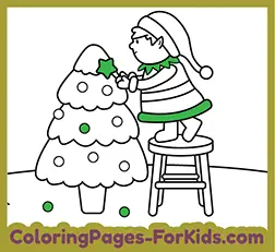 Online Christmas coloring pages for kids and toddlers. Elf drawing to print for free and paint