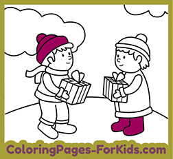 Free Christmas drawings for toddlers and kids. Gifts drawing to print for free and paint