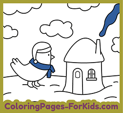 Online Christmas Drawings for children. Printable coloring pages for kids: Christmas bird