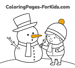 Online Christmas coloring pages for young kids and toddlers: Snowman