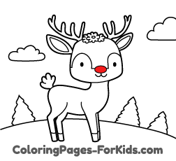 Free Christmas drawings for kids and online coloring pages to paint: Reindeer