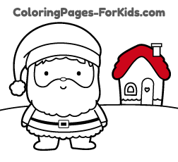 Free Christmas drawings for kids and online coloring pages to paint: Santa's house
