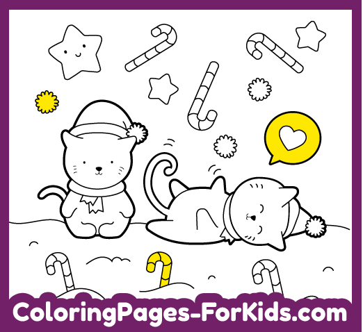 Coloring pages for kids: Christmas Kittens