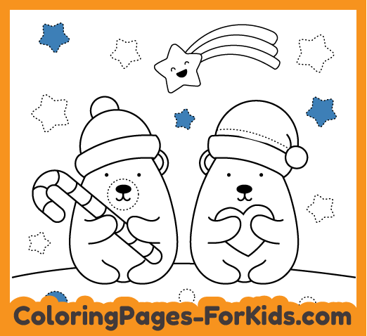 Christmas coloring pages: Christmas Teddy Bears