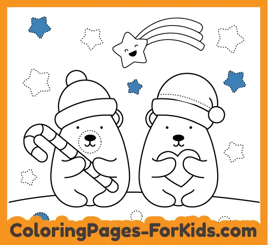 Christmas coloring pages: Christmas Teddy Bears