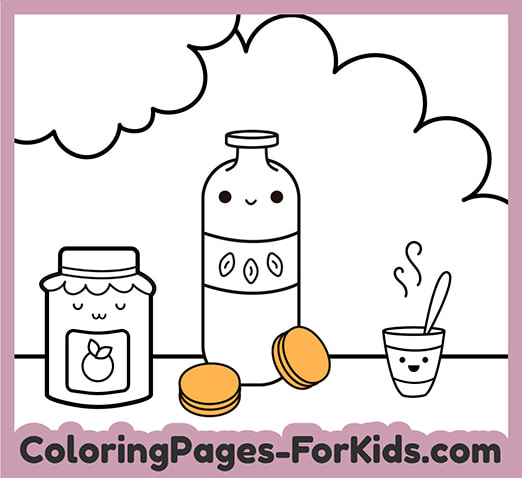 Online and printable breakfast coloring page