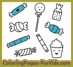 Free printable coloring pages for kids and toddlers. Sweet candies to color online