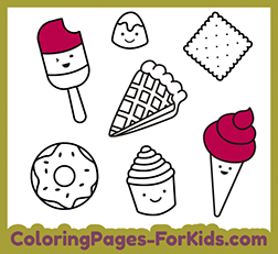 Free coloring pages to print and paint. Drawings for kids and toddlers: Cute Candies