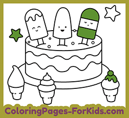 Online coloring pages for kids and toddlers. Free printable drawings: Birthday Cake