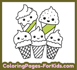 Free coloring pages for young kids and online drawings to paint: Little Ice Creams