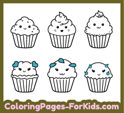 Free drawings to paint for young children and online coloring pages for toddlers: Muffins