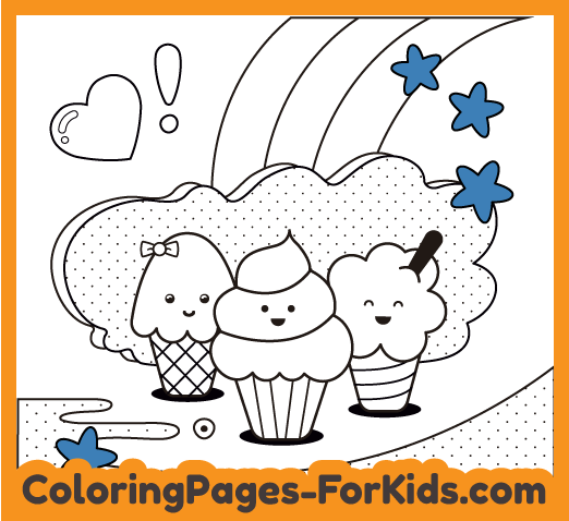 Online and printable ice cream drawing