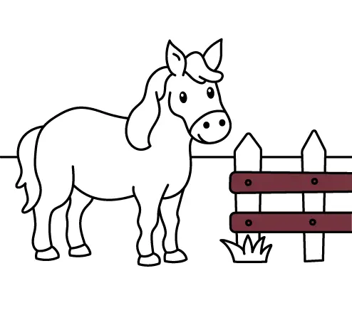 Free animal coloring pages to paint online for young children and babies: Horse