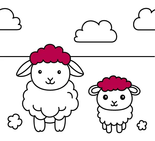 Free animal drawings to color online for babies and toddlers: Sheep