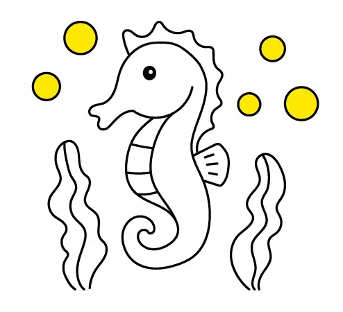 Online coloring pages for kids and babies to paint for free: Seahorse