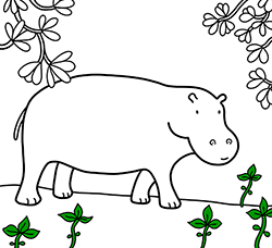 Online Coloring Pages for Children: Hippo