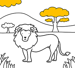 Lion Coloring Page for Kids