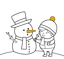 Free Christmas drawings for toddlers and online coloring pages to paint: Snowman