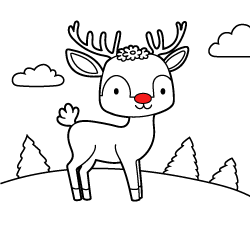 Online Christmas coloring pages for young children: Reindeer