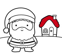 Online Christmas drawings to paint for toddlers and young children: Santa's house