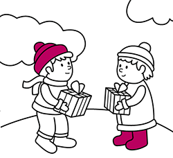 Christmas drawings for children. Online coloring pages to color: Gifts