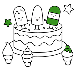 Online coloring pages for children. Free drawings for kids: Birthday Cake
