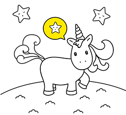 Kawaii Unicorn coloring pages for kids