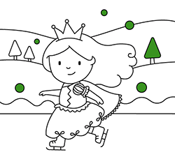 Online princess skating drawing. Printable coloring pages for children