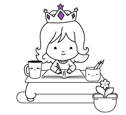 Online Princess coloring pages for young kids and toddlers to paint: Princess writing