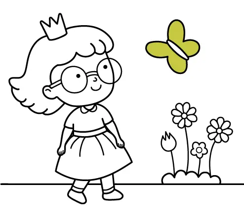 Free animal drawings to paint online for babies and young kids: Princess with glasses