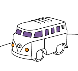 Colouring pages for toddlers. Transport drawings to play online for kids: VW Bus