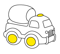 Free coloring pages for children. Online transport drawings for kids: Mixer Truck