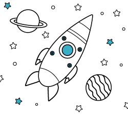 Free transport drawings to paint for young children and online coloring pages for toddlers: Rocket