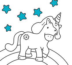 Online unicorn coloring pages for kids and toddlers: Rainbow